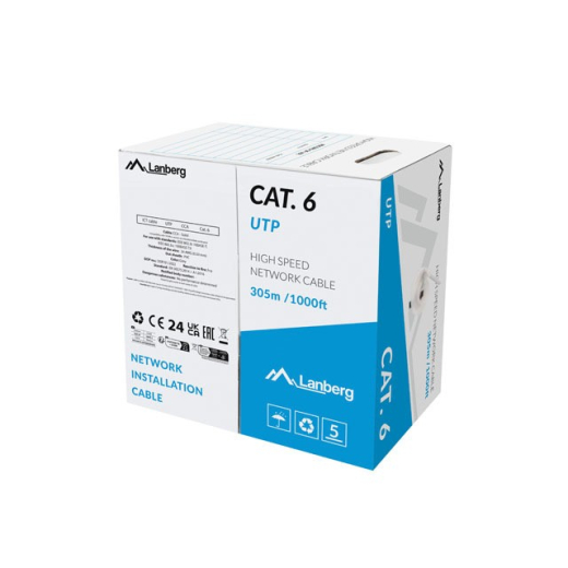 UTP LAN kabel CAT.6 305M CCA kabel gr� fluke godkendt