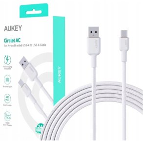 AUKEY CB-NAC1 Hvid Nyl on kabel USB C - USB A