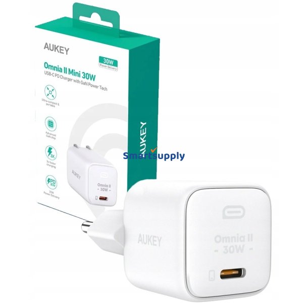 V�goplader PA-B1L Hvid Omnia II Mini1xUSB-C PowerDelivery 30W 5A