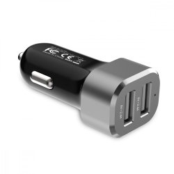 Biloplader 2xUSB 2.4A aluminium