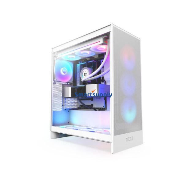 PC kabinet NZXT H7 FLOW RGB MIDI hvid