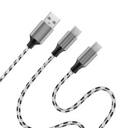 USB2.0 kabel, A/M til micro-USB + USB-C, 1.2m