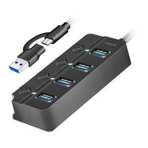 USB3.2 Gen1 HUB, 4xUSB-A t�nd/sluk kontakt