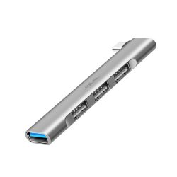 Ultraslank USB-C hub til 1xUSB-A 3.0, 3xUSB-A 2.