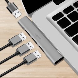 Ultraslank USB-C hub til 1xUSB-A 3.0, 3xUSB-A 2.