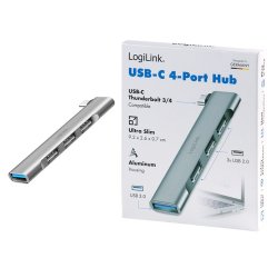 Ultraslank USB-C hub til 1xUSB-A 3.0, 3xUSB-A 2.