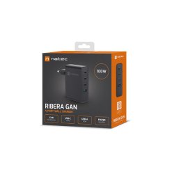 USB Oplader Ribera GAN 3xUSBC + USBA 100W