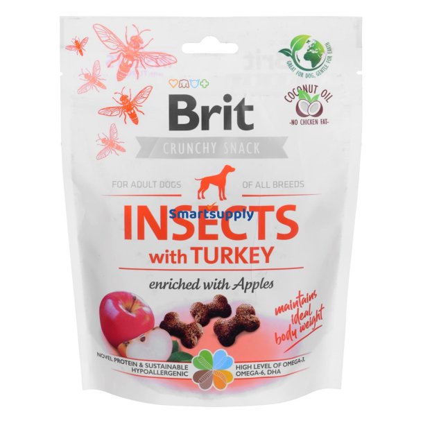 Brit Crunchy Snack Insekter Med Kalkun - Hundegodbid - 200G