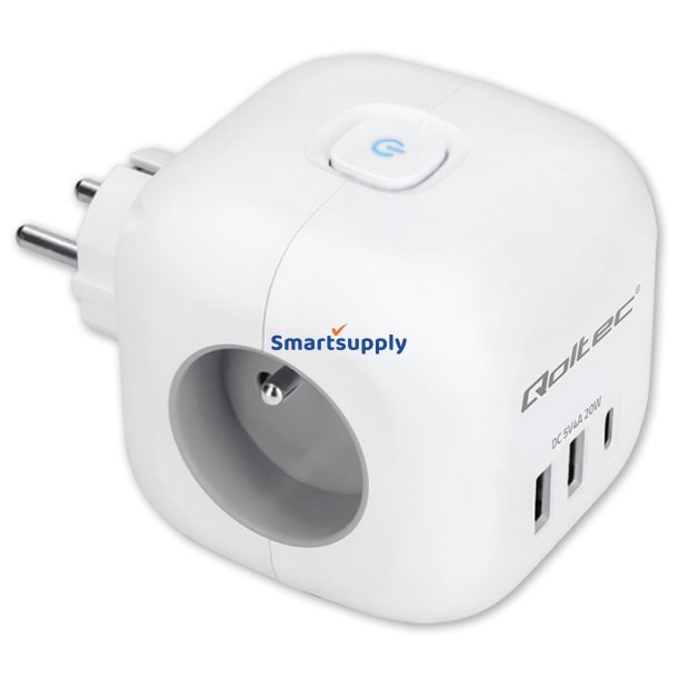 Power cube 6in1 forl�ngerledning 3xAC USB