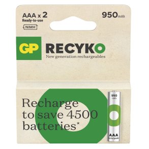 Batterier R03/AAA NI-MH 950mAh blister 2stk.