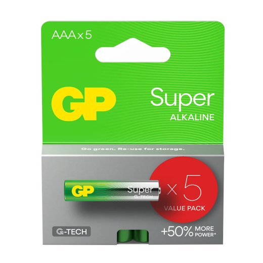 ALKALINE BATTERIER LR03 /AAA GP SUPER 5STK.