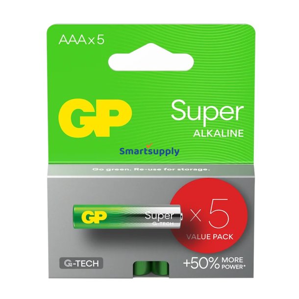 ALKALINE BATTERIER LR03 /AAA GP SUPER 5STK.