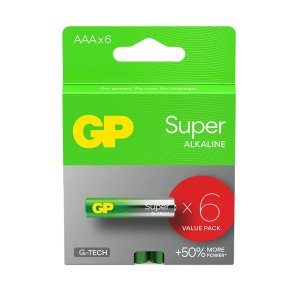 ALKALINE BATTERIER LR03 /AAA GP SUPER 6STK.
