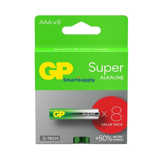 ALKALINE BATTERIER LR03 /AAA GP SUPER 8PCS.