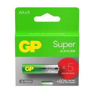 ALKALINE BATTERIER LR6/ AA GP SUPER 5STK.