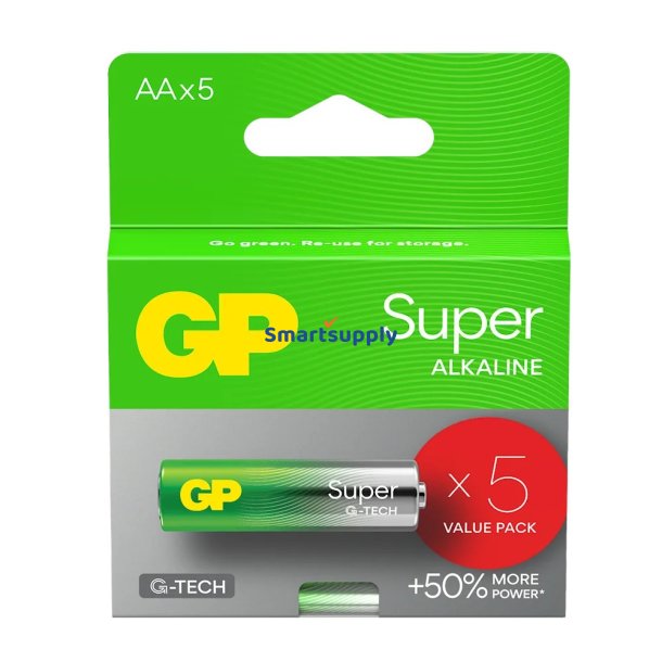ALKALINE BATTERIER LR6/ AA GP SUPER 5STK.