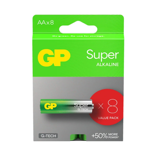 ALKALINE BATTERIER LR6/ AA GP SUPER 8STK.