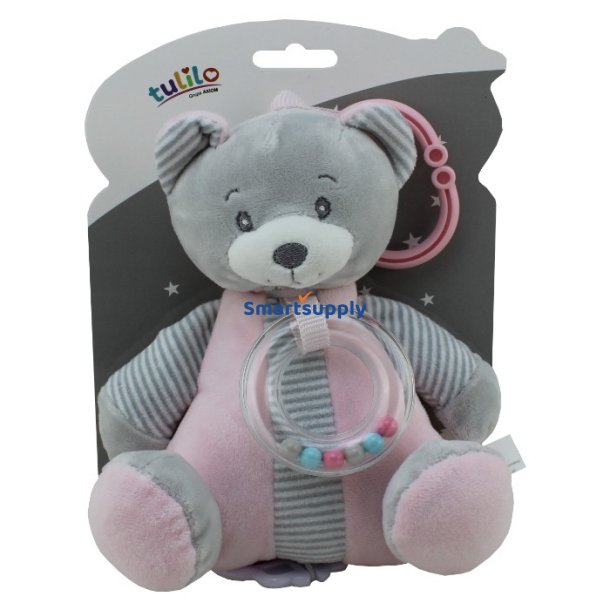 Musikboks Pink teddy bj�rn 18 cm