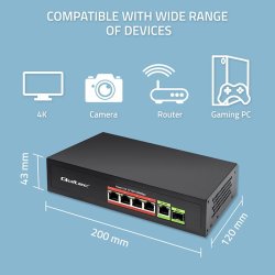 Ethernet PoE SWITCH 4x RJ45 PoE 1x RJ45Upli