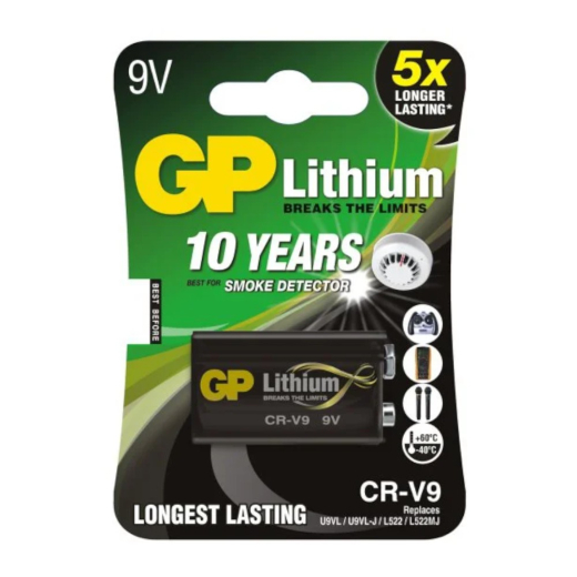 LITHIUM BATTERI GP 9V L 522/LA522/6F22