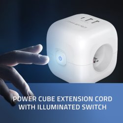 Power cube 6in1 forl�ngerledning 3xAC USB