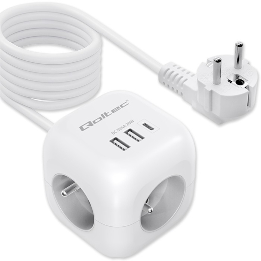 Power cube 6in1 3x AC 2x USB 1x USB C PD 20W