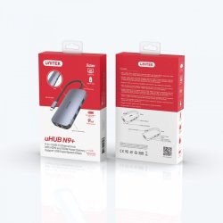 HUB USB-C 9in1, USB-C, HDMI, PD 100W, SD; D1071