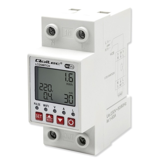 WiFi DIN skinne rel� med elektricitetst�ller 63A