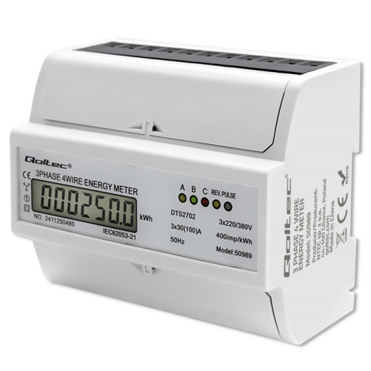 Tres fase elektronisk m�ler DIN-skinne 400V 100