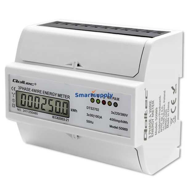 Tres fase elektronisk m�ler DIN-skinne 400V 100