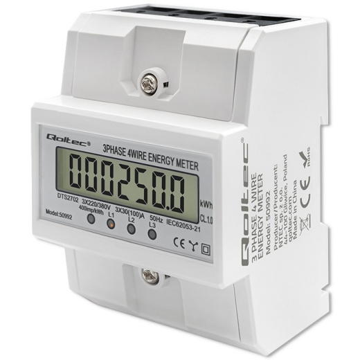 Tres fase elektronisk m�ler DIN-skinne 400V 100