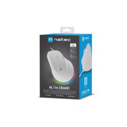 Vertikal mus CRAKE 2 PRO 128000DPI optisk hvid