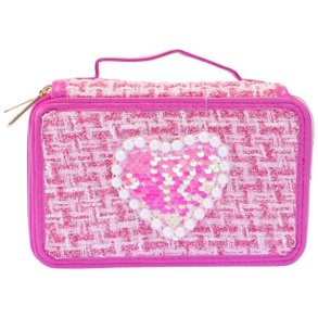 Tweed penalhus 3 niveauer m�rk pink