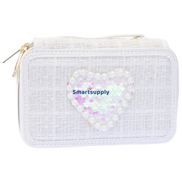 Tweed penalhus 3 niveauer hvid