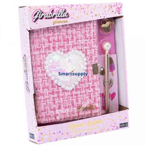 Tweed dagbog med et glitrende hjerte