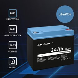 LiFePO4 batteri 12.8V, 24Ah, 307.2Wh,BM