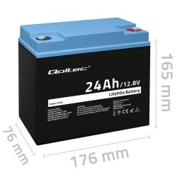LiFePO4 batteri 12.8V, 24Ah, 307.2Wh,BM