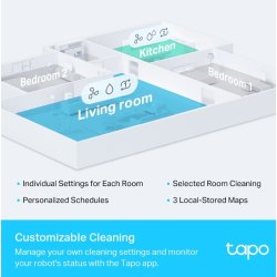 Robotst�vsuger LiDAR SPEC: LiDAR + Gyro Navigation, St�vsuger & Vask 2-i-1, 4200Pa, 5000mAh Batteri Tapo RV30