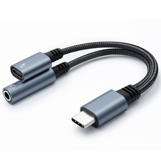 Adapter 2w1 USB C USB C Jack 3.5mm PD 15W