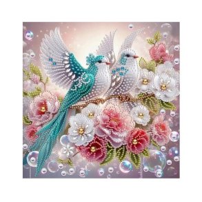 Diamantmosaik - Fugle i blomster