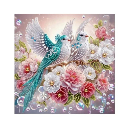 Diamantmosaik - Fugle i blomster