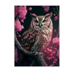 Diamantmosaik - Ugle i roser