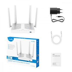 Router WR1300S Mesh Gigabit WiFi AC1200 med USB, 5 � 10/100/1000Mbps RJ45 porte, 4 x 5dB