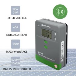 Solar laderegulator MPPT 40A 12V 24V LCD