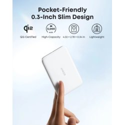 Nano PowerBank 5k mAh slim hvid