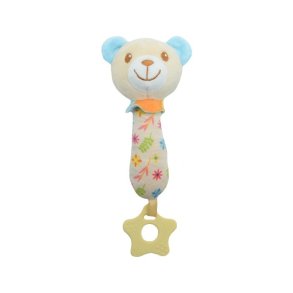 Leget�j med lyd - Teddybj�rn beige og bl� 17 cm