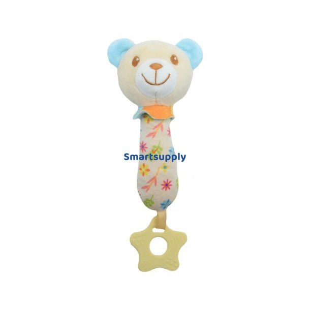 Leget�j med lyd - Teddybj�rn beige og bl� 17 cm