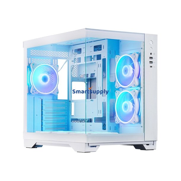 PC kabinet VISIO GM-30W-T G-OP 6xfans ARGB hvid