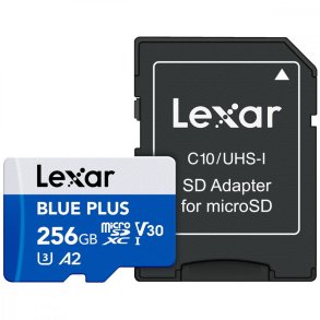MicroSD hukommelseskort 256GB C10 A2 U3 V30 170MB/s Blue Plus
