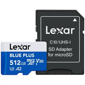 Hukommelseskort microSD kort 512GB C10 A2 U3 V30 170MB/s Blue Plus